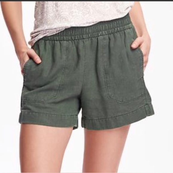 Old Navy Pants - Old Navy Linen Women's Olive Green Casual Shorts Size Medium